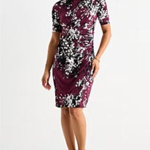 Connected Apparel Purple Floral Midi Dress